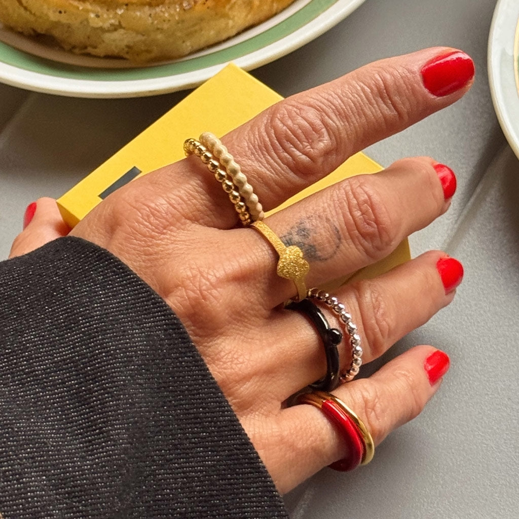 LULU Copenhagen Color Ball Ring Rings Gold Plated