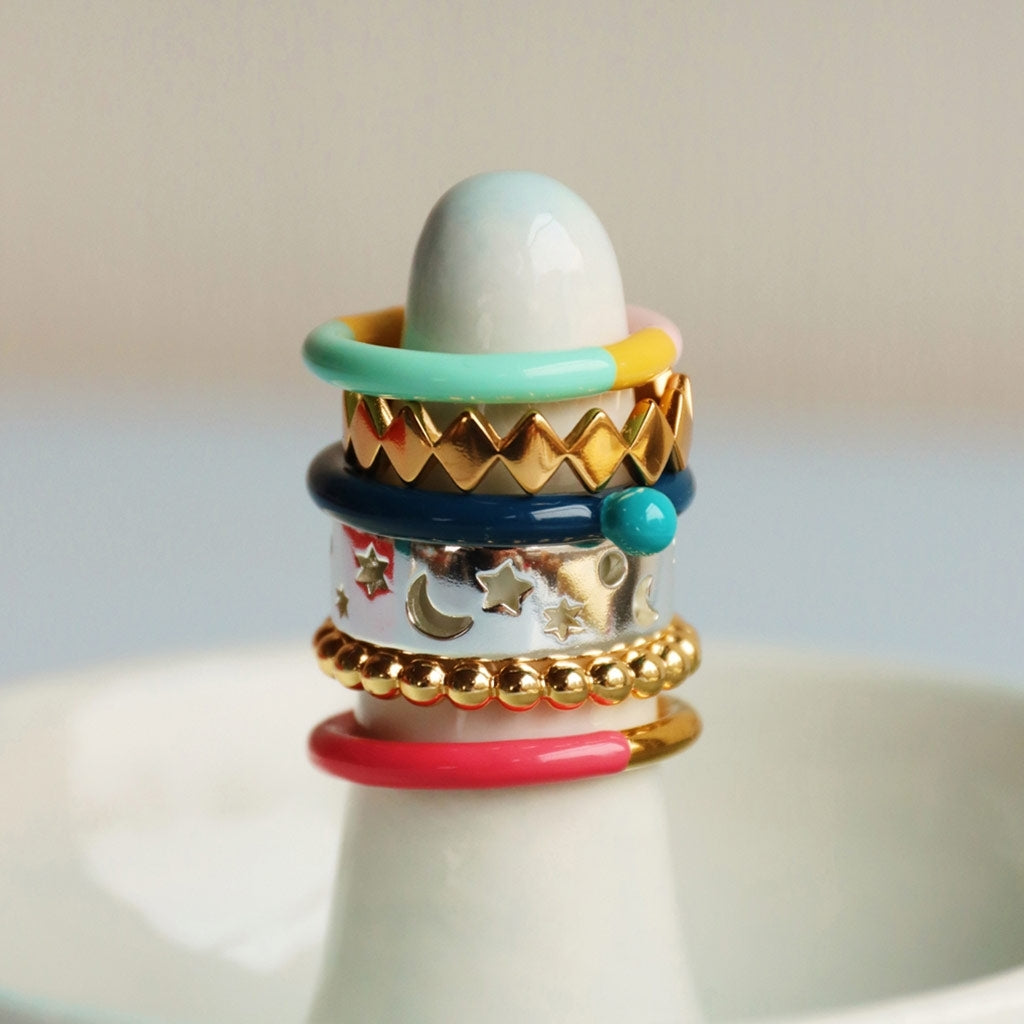 LULU Copenhagen Color Ball Ring Rings Gold Plated