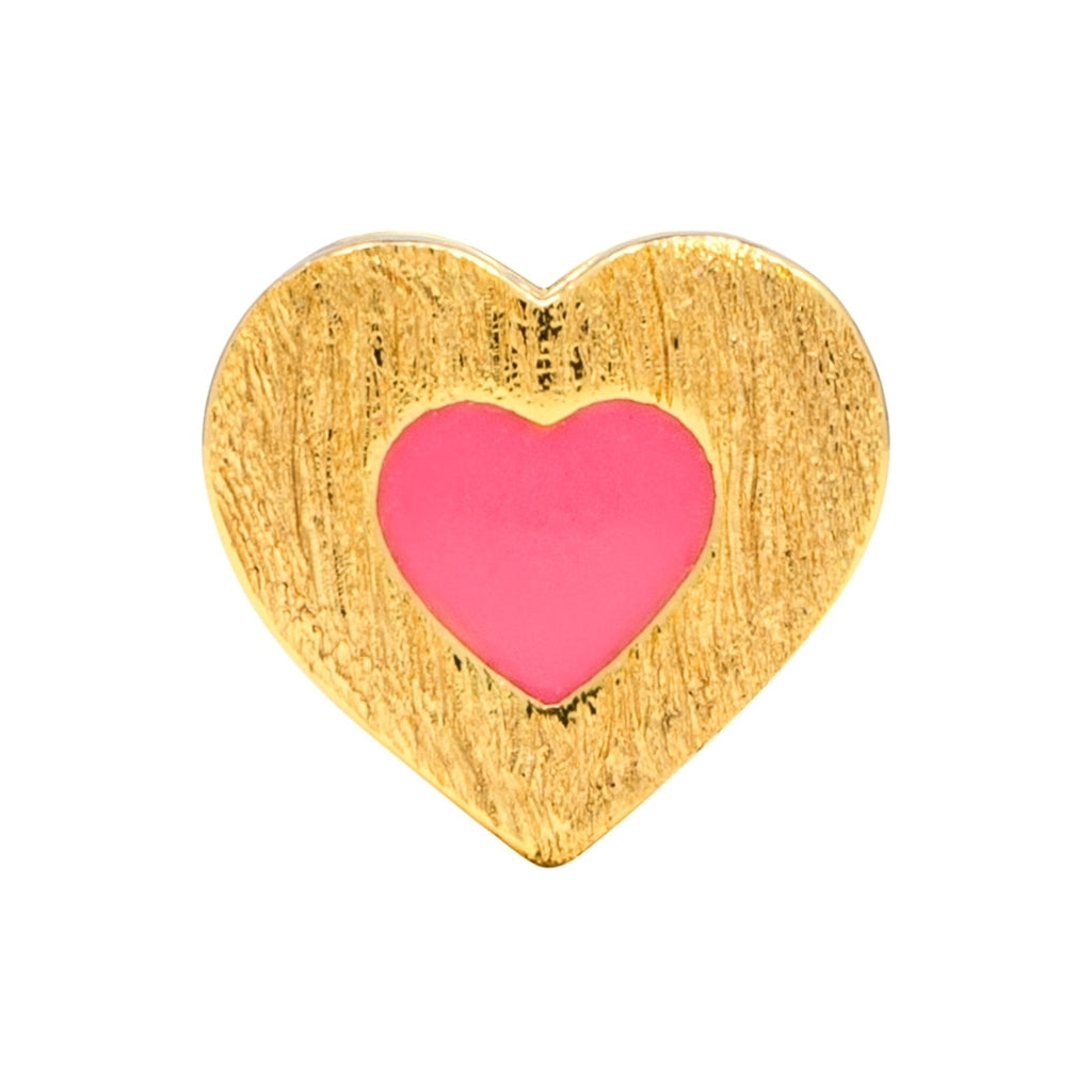 LULU Copenhagen Color Heart boucle d'oreille 1 pièce plaqué or Ear stud, 1 pcs Pink
