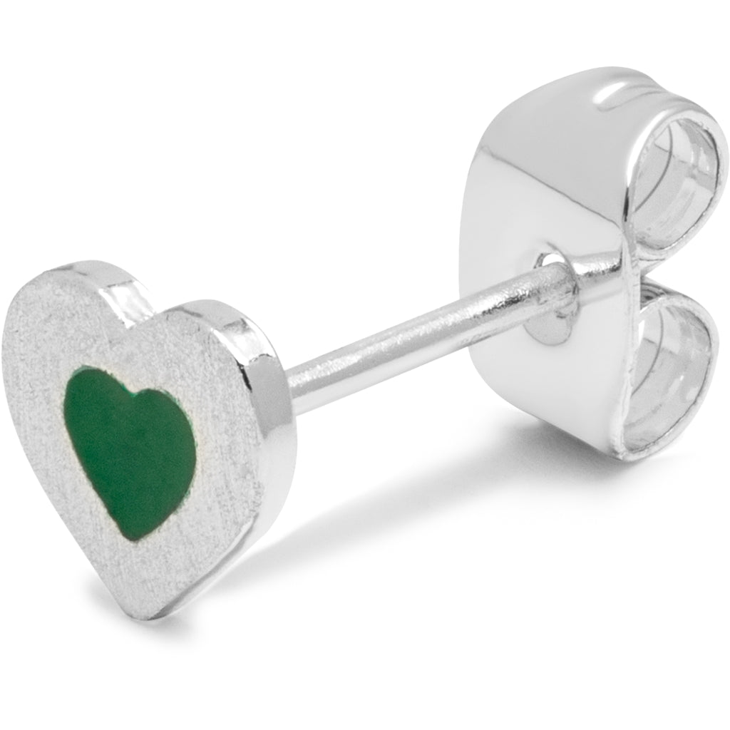 LULU Copenhagen Color Heart boucle d'oreille 1 pièce plaqué argent Ear stud, 1 pcs Green