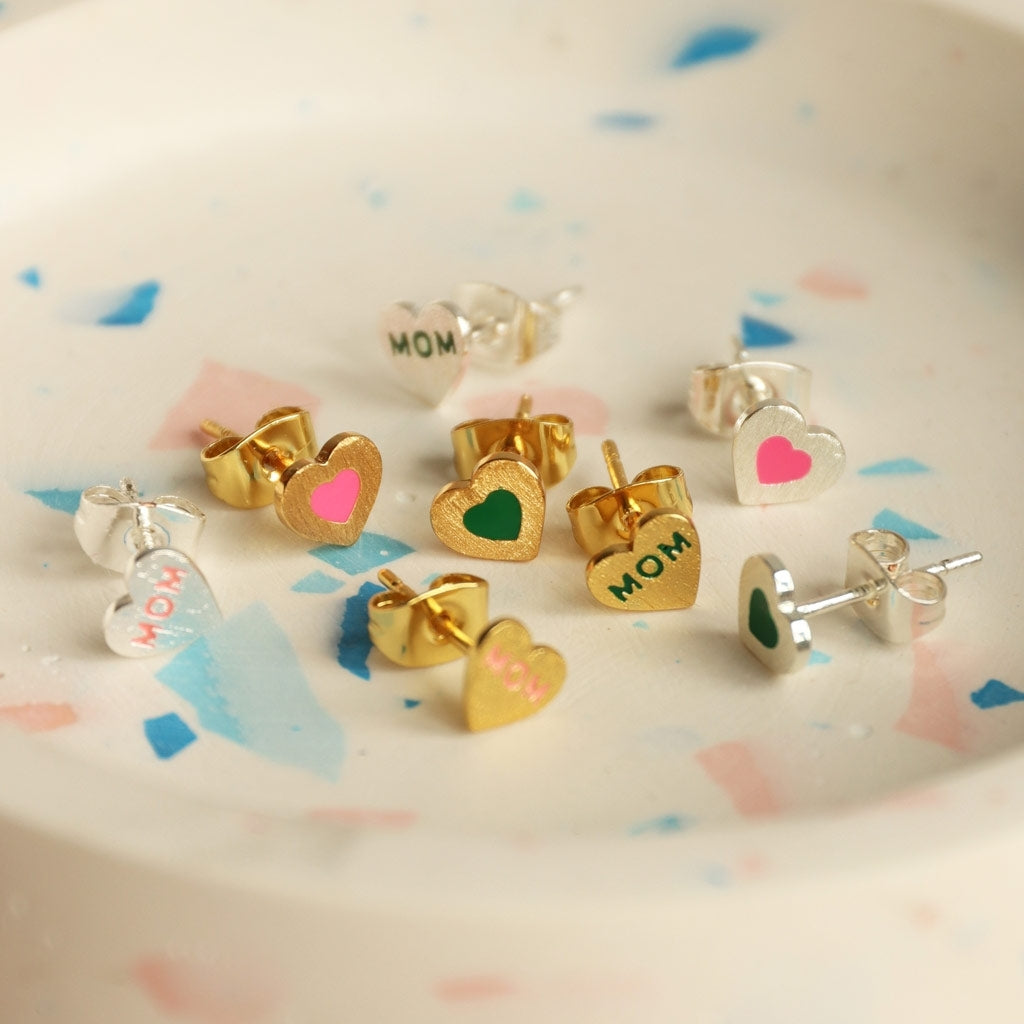 LULU Copenhagen Color Heart boucle d'oreille 1 pièce plaqué argent Ear stud, 1 pcs Pink