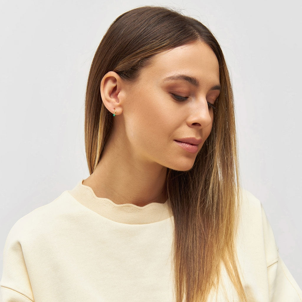 LULU Copenhagen Color Hoop Half Dip boucle d'oreille 1 pièce plaqué or Hoops Light Green