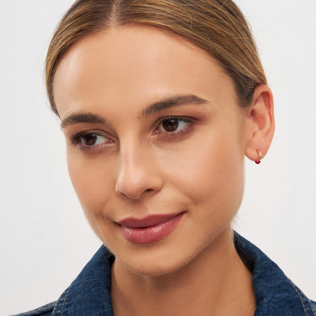 LULU Copenhagen Color Hoop Half Dip boucle d'oreille 1 pièce plaqué or Hoops Passion Red