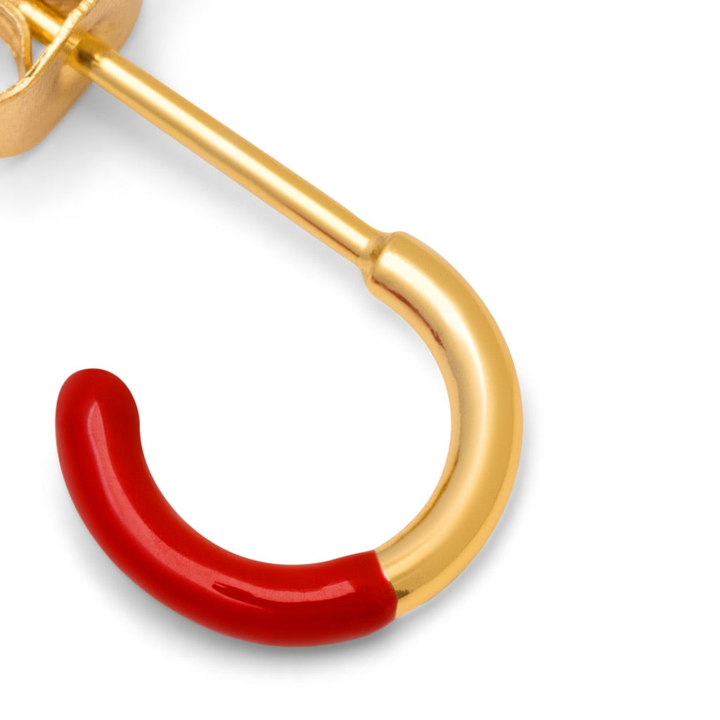 LULU Copenhagen Color Hoop Half Dip boucle d'oreille 1 pièce plaqué or Hoops Passion Red