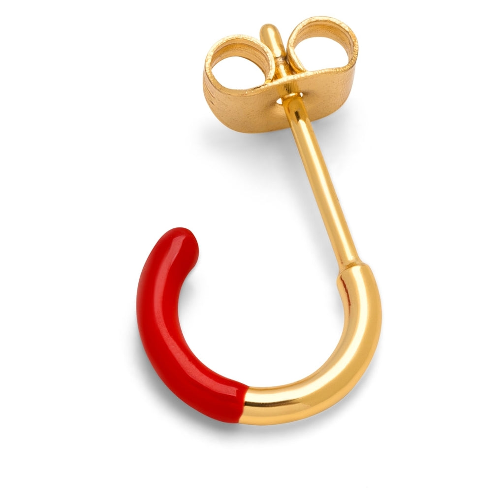 LULU Copenhagen Color Hoop Half Dip boucle d'oreille 1 pièce plaqué or Hoops Passion Red
