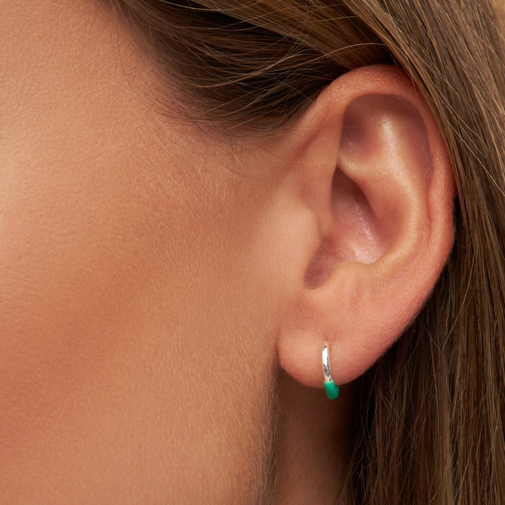 LULU Copenhagen Color Hoop Half Dip boucle d'oreille 1 pièce plaqué argent Hoops Light Green
