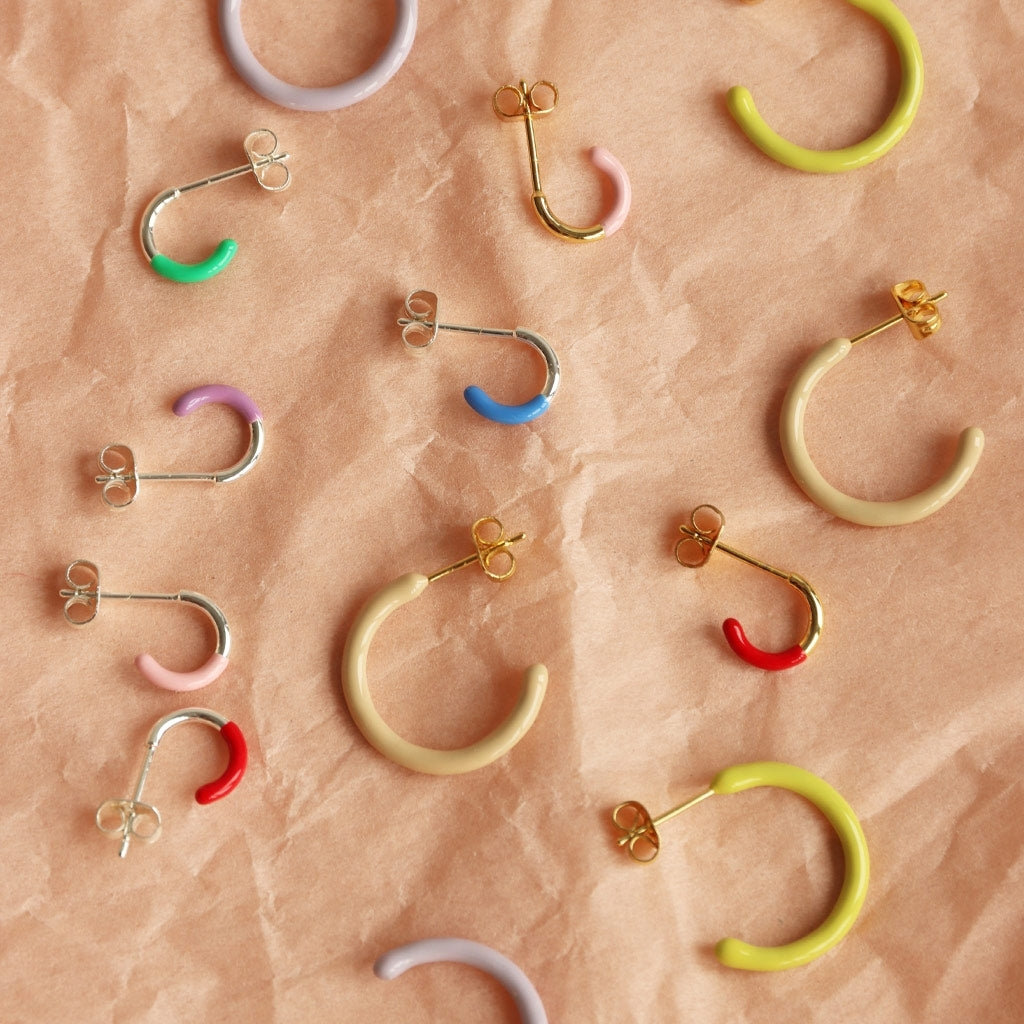 LULU Copenhagen Color Hoop Half Dip boucle d'oreille 1 pièce plaqué argent Hoops Light Green