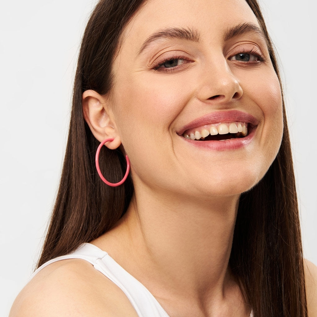 LULU Copenhagen Color Hoops Large Paire Hoops Coral Pink