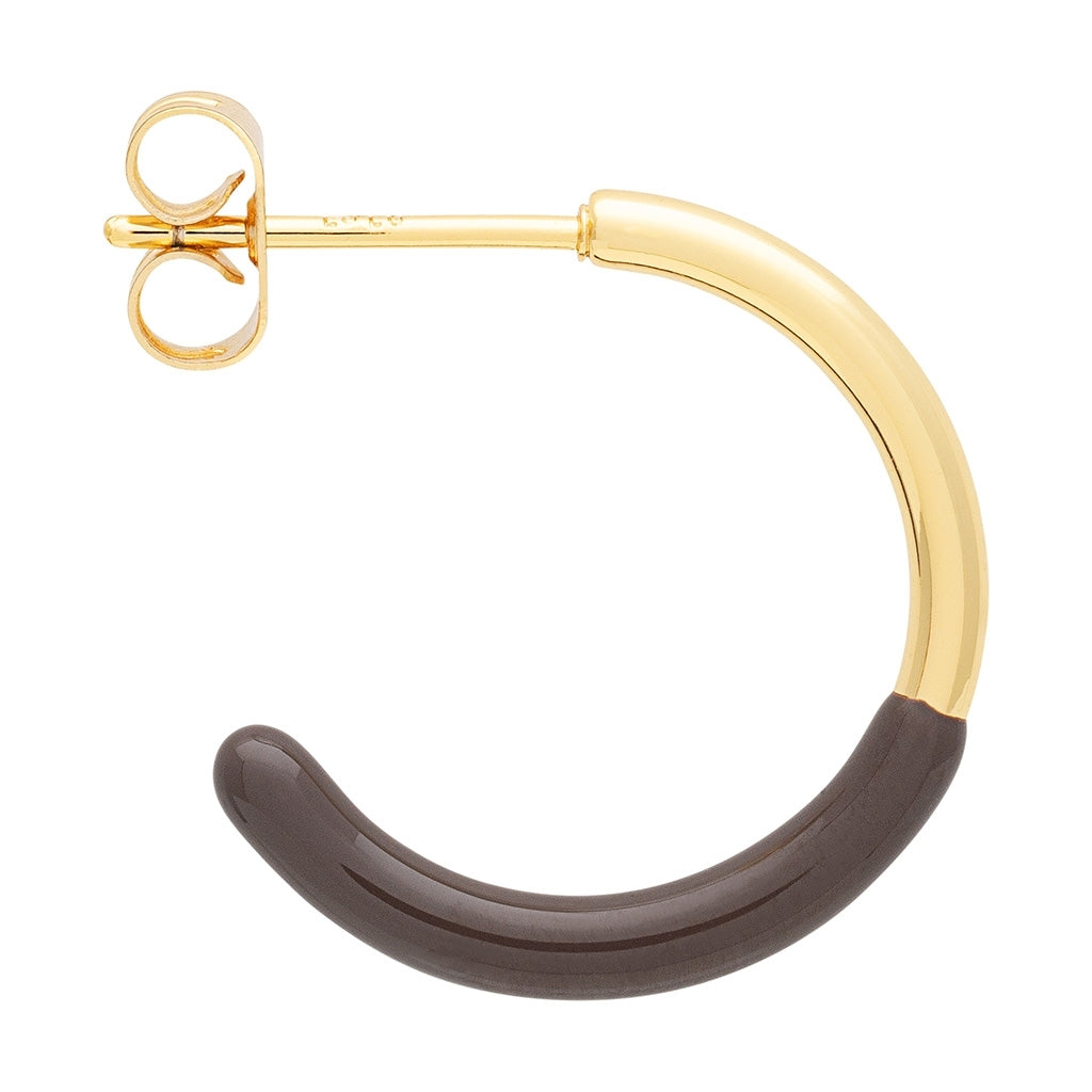 LULU Copenhagen Color Hoop half Dip Medium paires - Laiton plaqué or Hoops Cocoa Powder