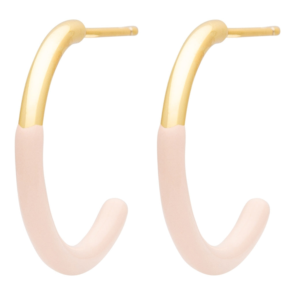 LULU Copenhagen Color Hoop half Dip Medium paires - Laiton plaqué or Hoops Dusty Peach