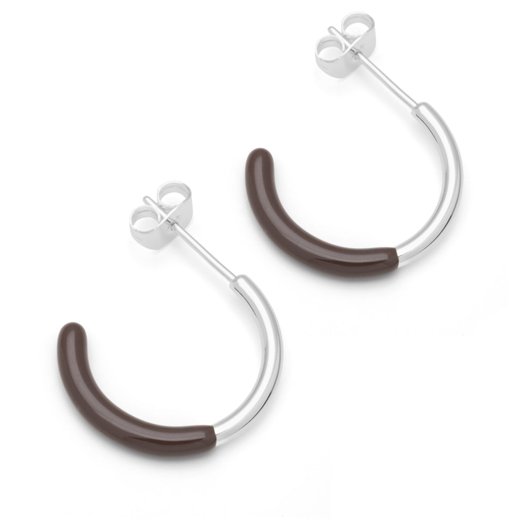 LULU Copenhagen Color Hoop half Dip Medium paires - Plaqué argent Hoops Cocoa Powder
