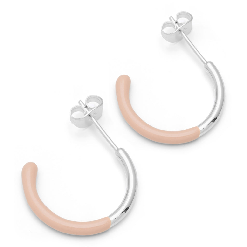 LULU Copenhagen Color Hoop half Dip Medium paires - Plaqué argent Hoops Dusty Peach