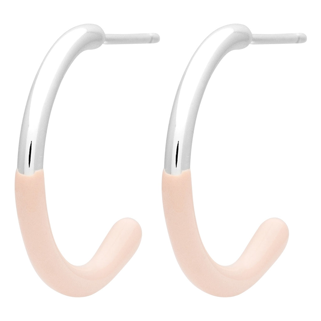 LULU Copenhagen Color Hoop half Dip Medium paires - Plaqué argent Hoops Dusty Peach