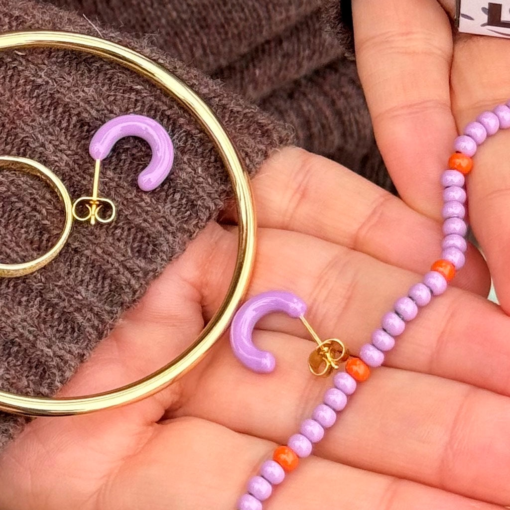 LULU Copenhagen Color Hoops Chunky Paire Hoops Purple