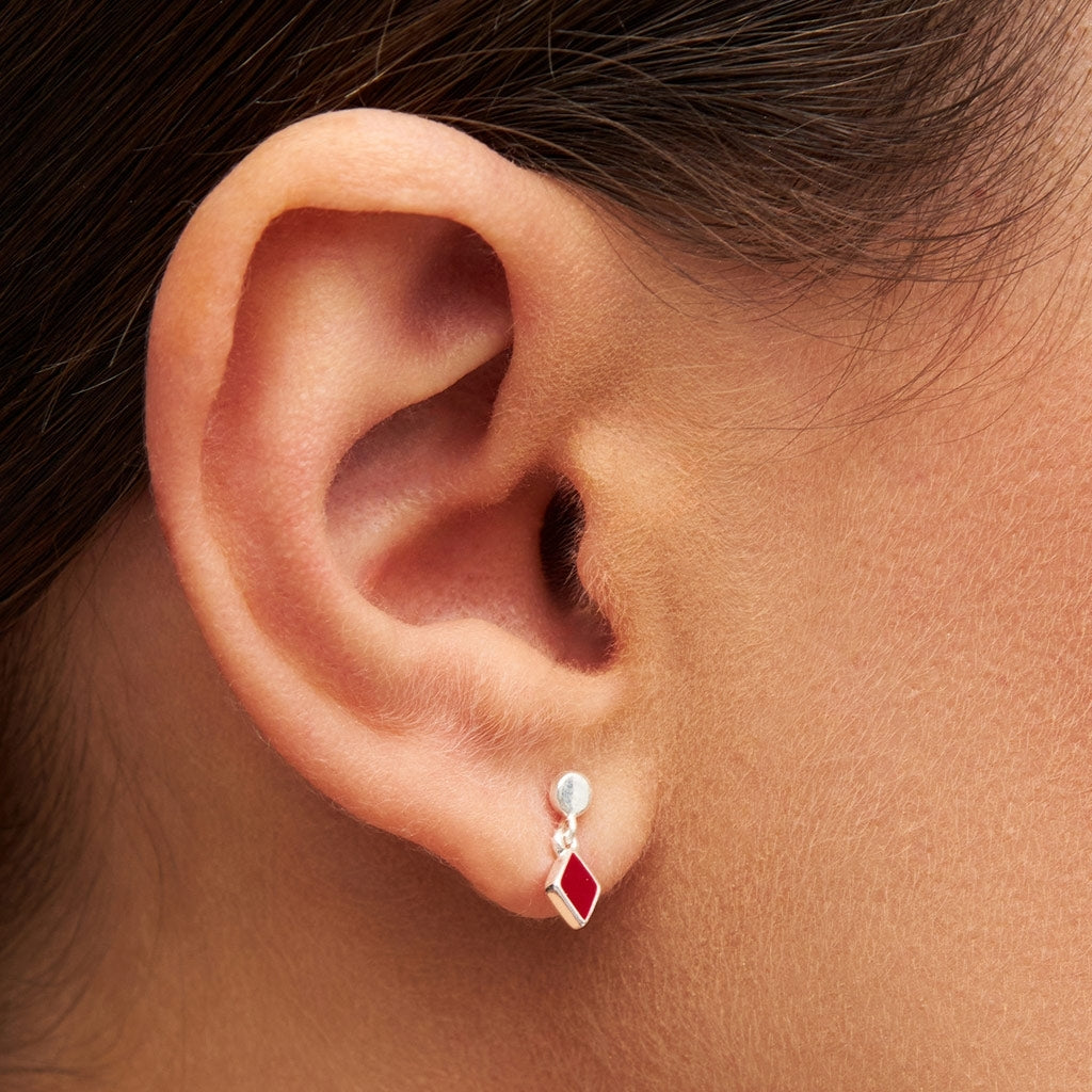 LULU Copenhagen Confetti Dangling boucle d'oreille 1 pièce plaqué argent Ear stud, 1 pcs Passion Red