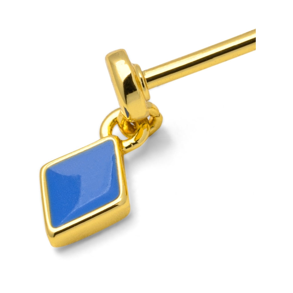 LULU Copenhagen Confetti Dangling boucle d'oreille 1 pièce plaqué or Ear stud, 1 pcs Blue