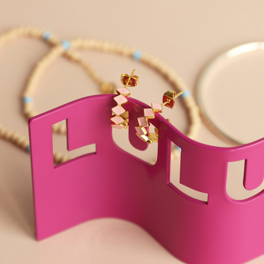 LULU Copenhagen Confetti Hoops Paire plaqué or Hoops Light pink