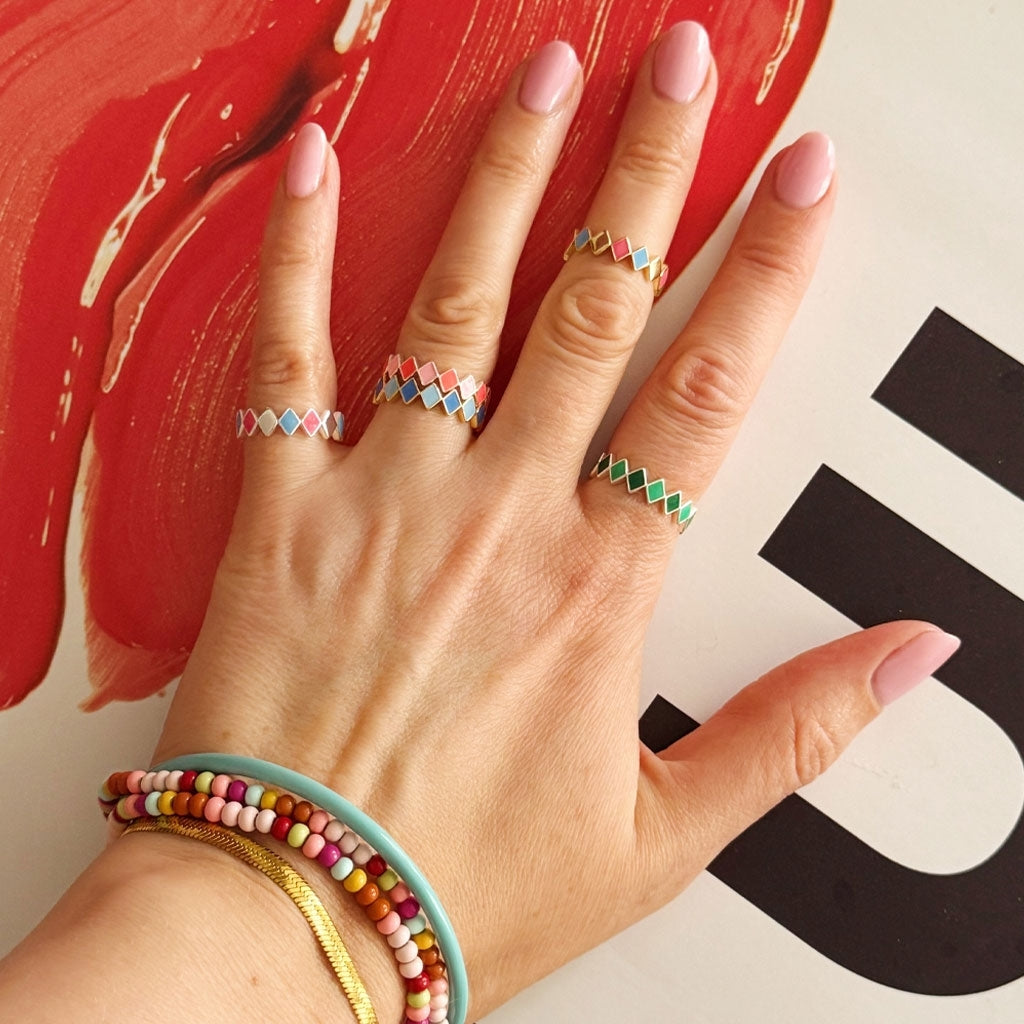 LULU Copenhagen Confetti Ring argent Rings Green
