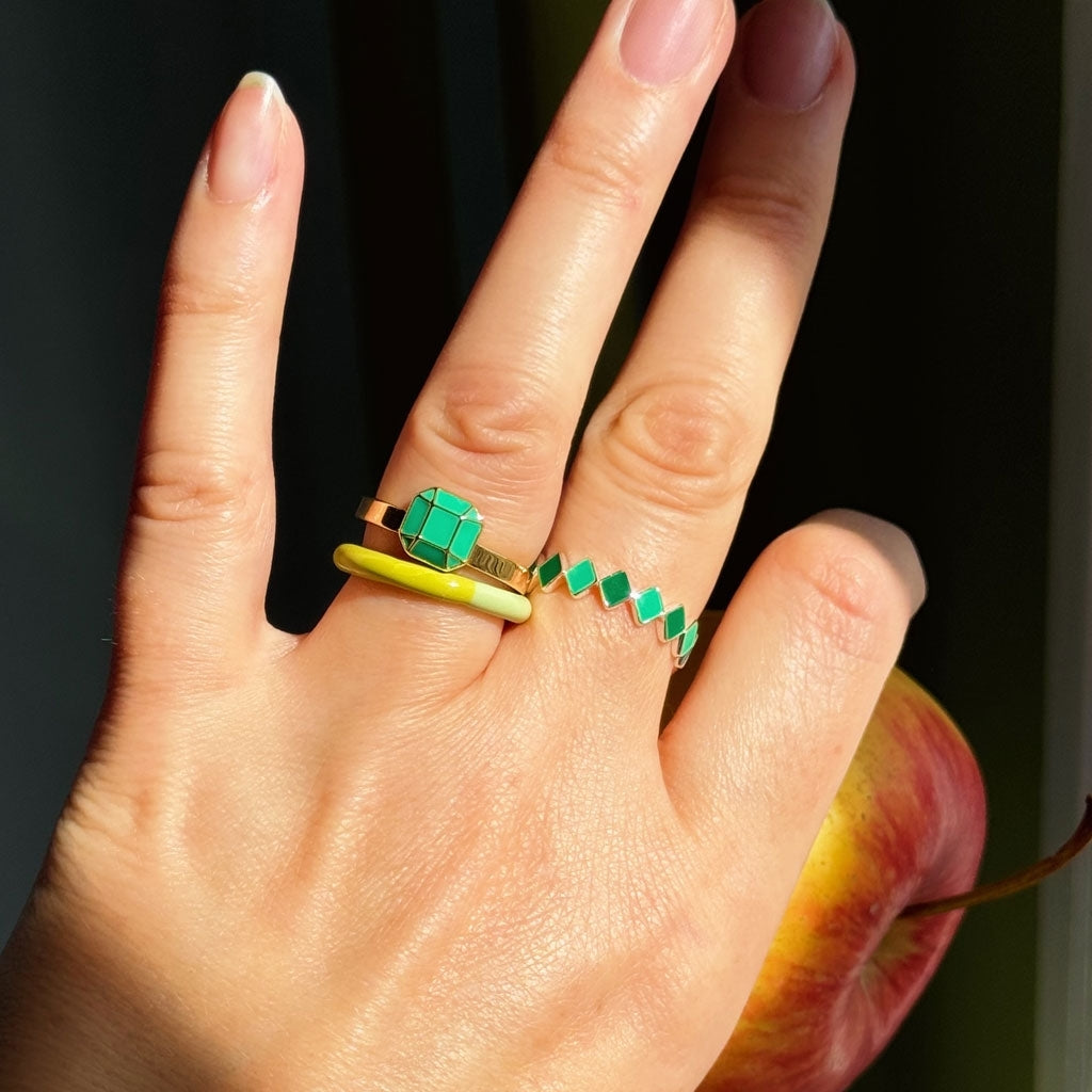 LULU Copenhagen Confetti Ring plaqué or Rings Green