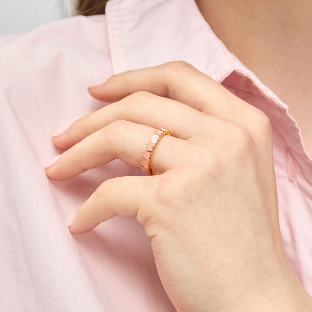 LULU Copenhagen Connected Hearts Anneau Rings Burnt Coral