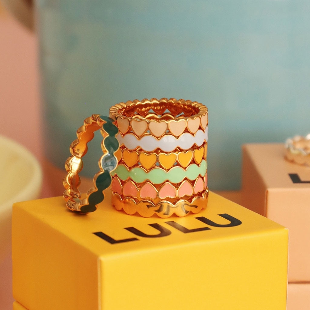 LULU Copenhagen Connected Hearts Anneau Rings Buttercream