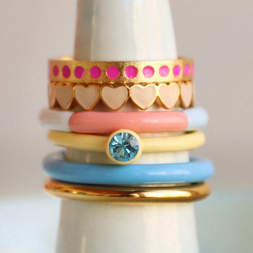 LULU Copenhagen Connected Hearts Anneau Rings Buttercream