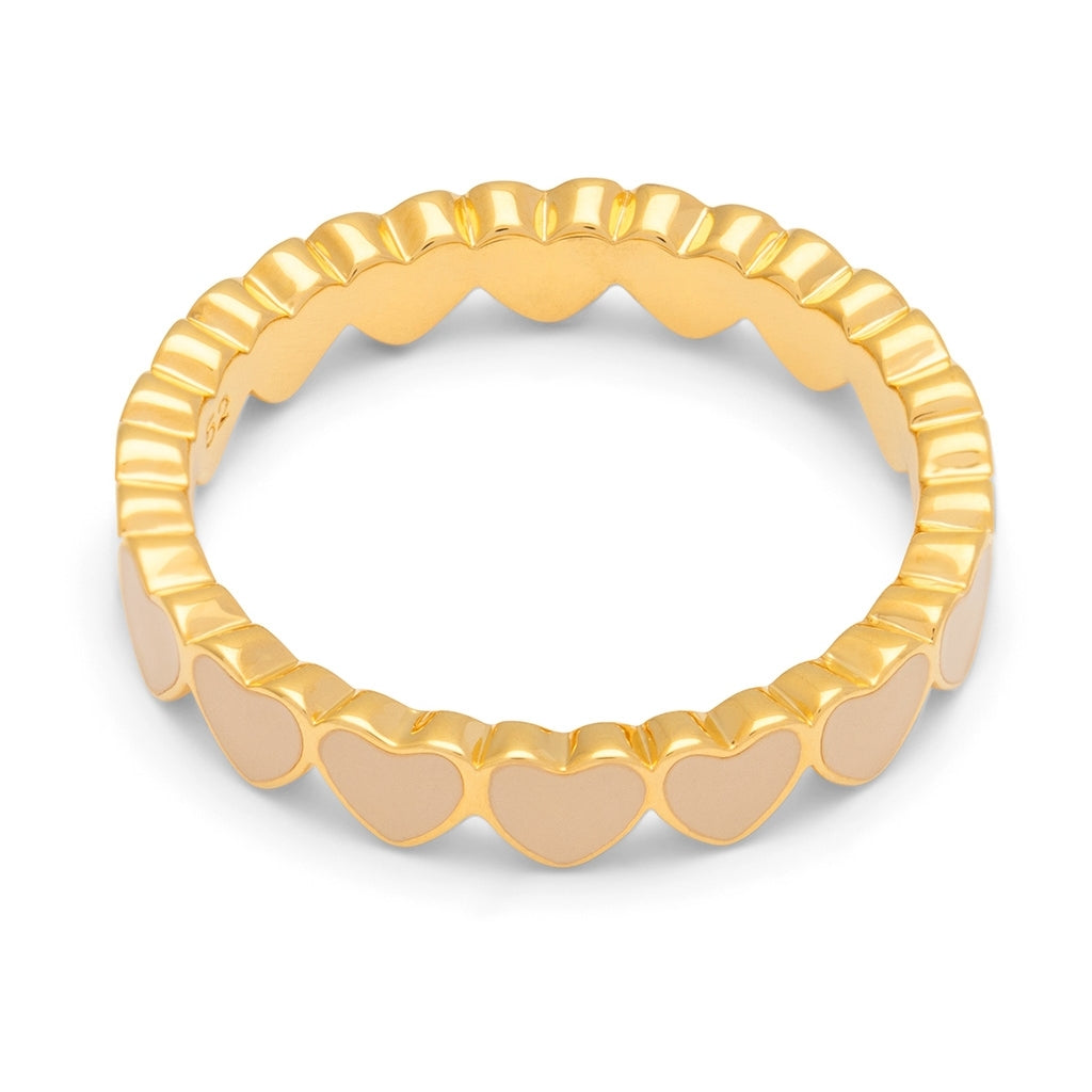 LULU Copenhagen Connected Hearts Anneau Rings Buttercream