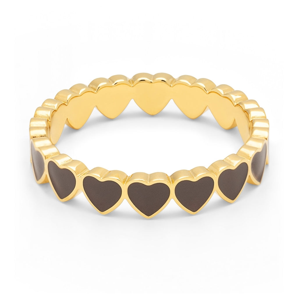 LULU Copenhagen Connected Hearts Anneau Rings Cocoa Powder