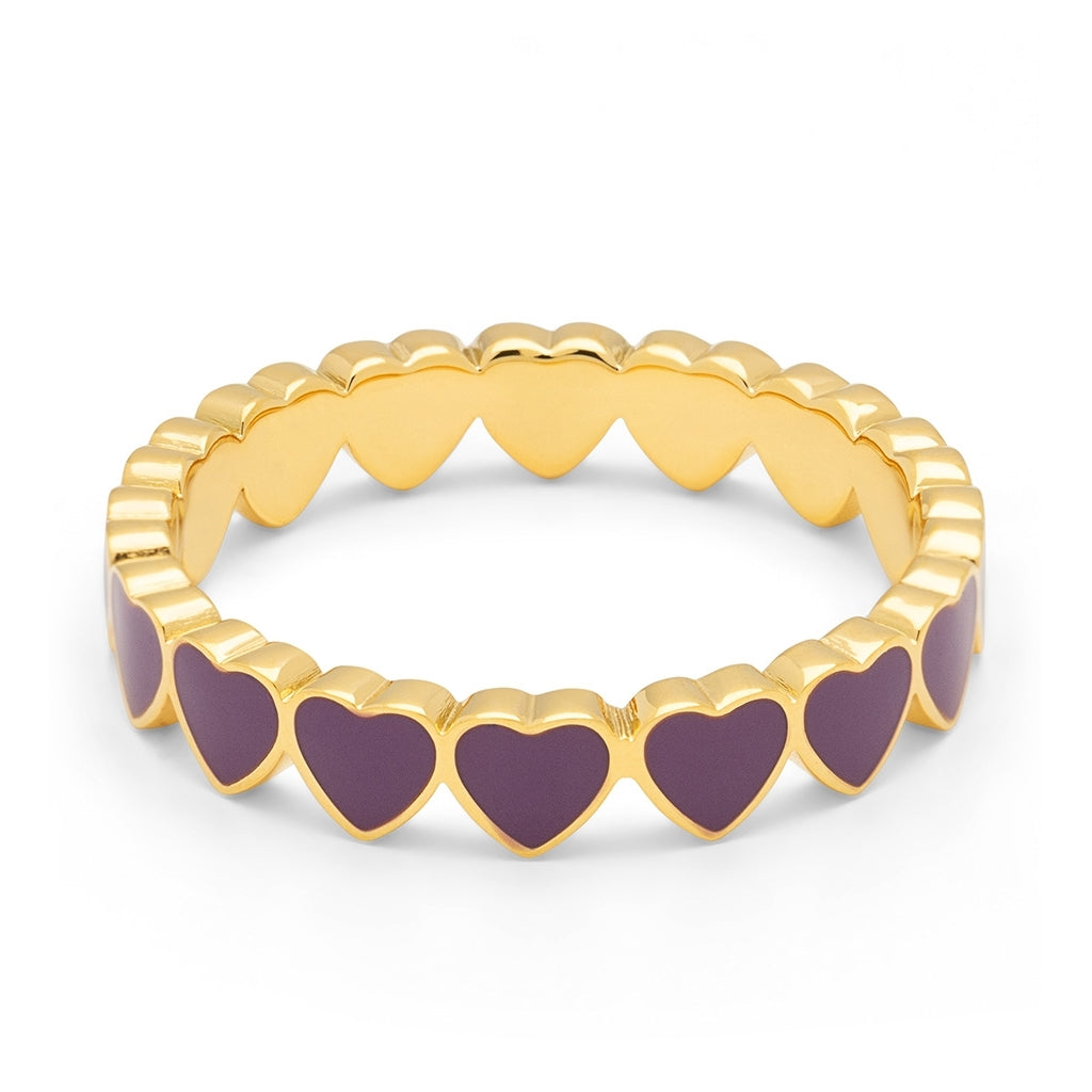 LULU Copenhagen Connected Hearts Anneau Rings Purple Harvest