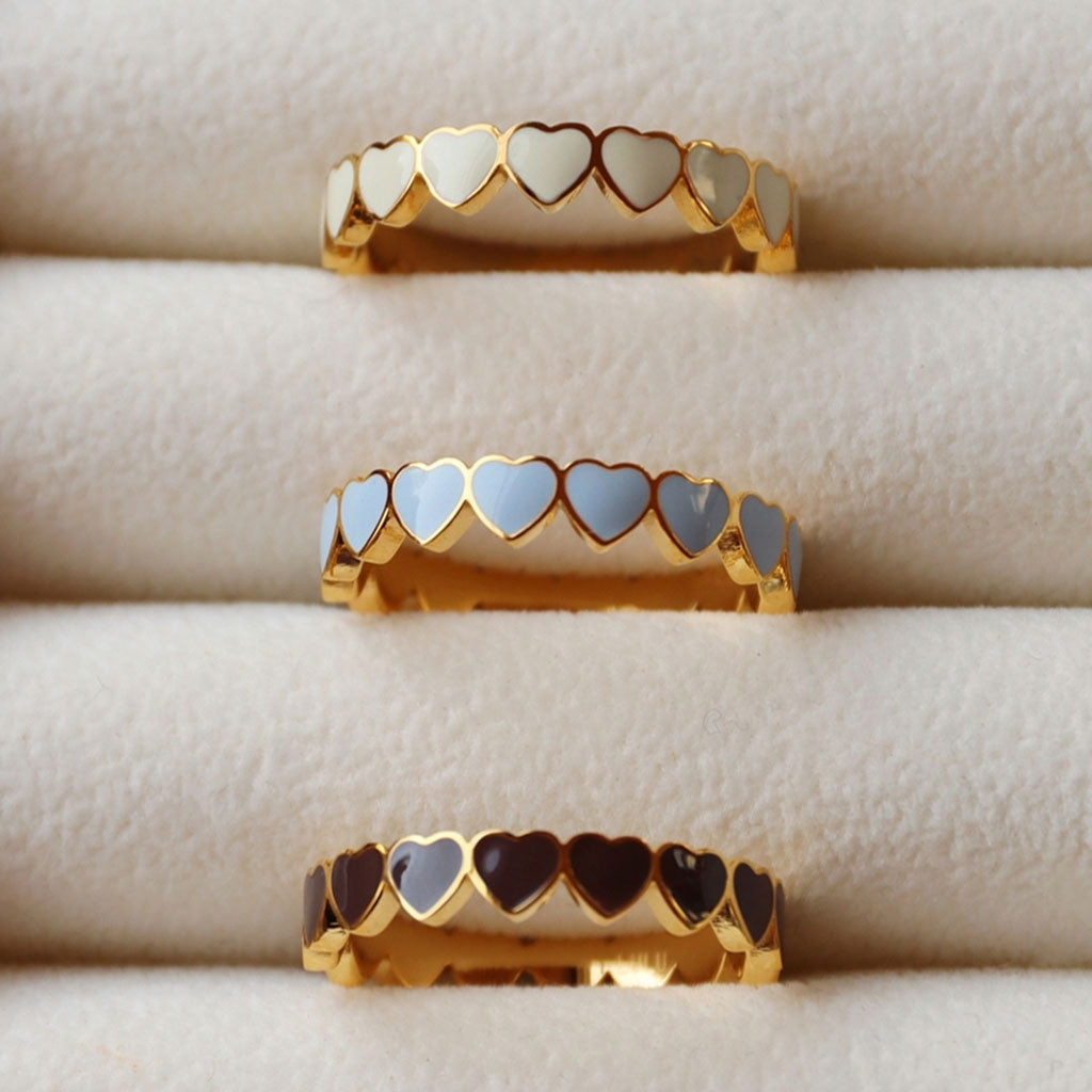 LULU Copenhagen Connected Hearts Anneau Rings Skyride Blue