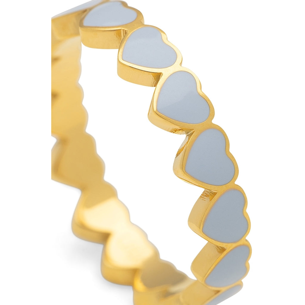 LULU Copenhagen Connected Hearts Anneau Rings Skyride Blue