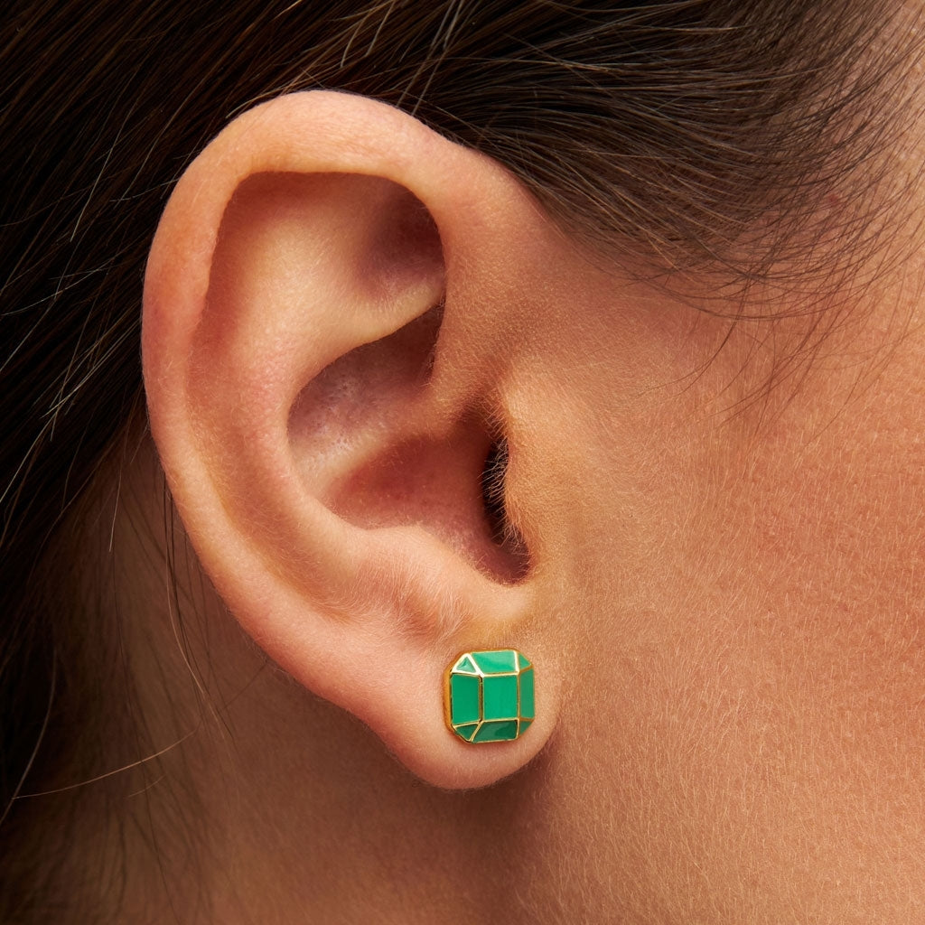 LULU Copenhagen Diamond Large boucle d'oreille 1 pièce plaqué argent Ear stud, 1 pcs Light Green
