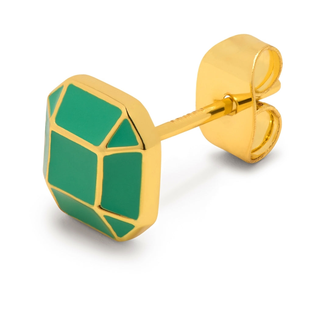 LULU Copenhagen Diamond Large boucle d'oreille 1 pièce plaqué argent Ear stud, 1 pcs Light Green