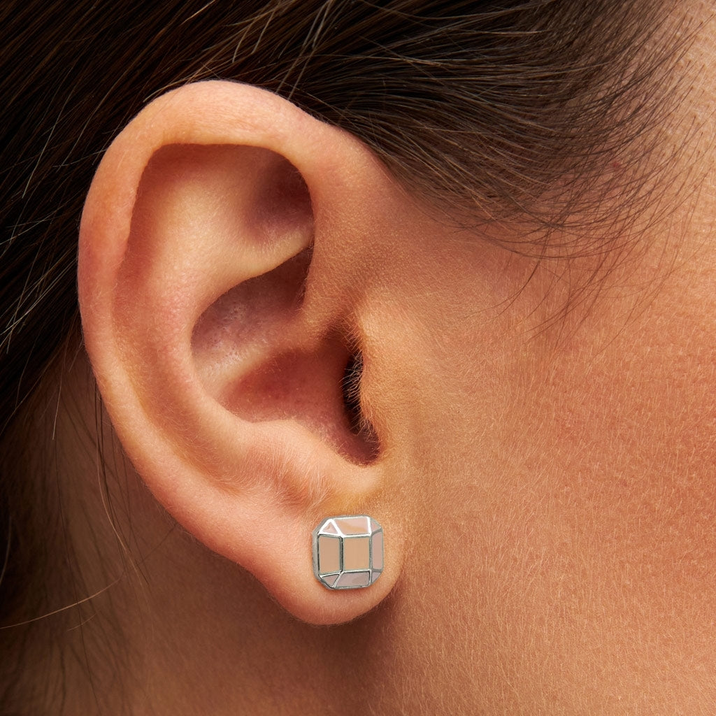 LULU Copenhagen Diamond Large boucle d'oreille 1 pièce plaqué argent Ear stud, 1 pcs Buttercream