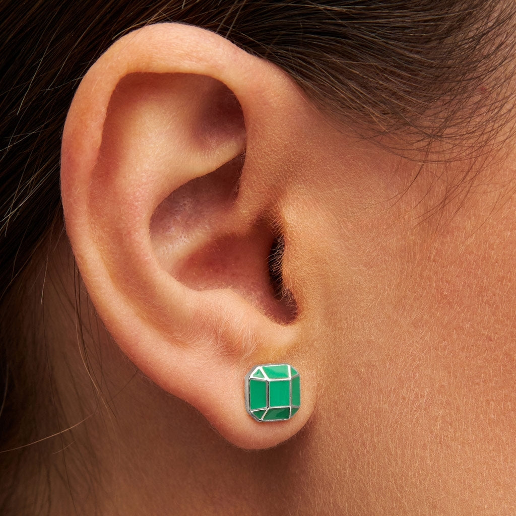 LULU Copenhagen Diamond Large boucle d'oreille 1 pièce plaqué argent Ear stud, 1 pcs Light Green