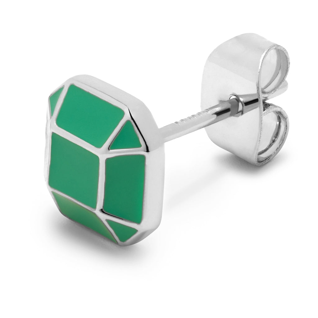 LULU Copenhagen Diamond Large boucle d'oreille 1 pièce plaqué argent Ear stud, 1 pcs Light Green