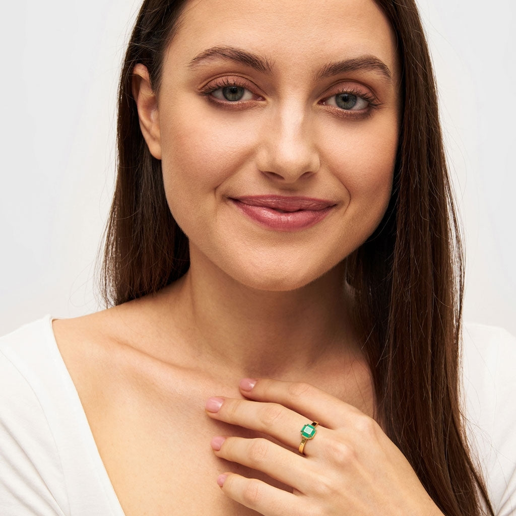 LULU Copenhagen Diamond Ring Large plaqué or Rings Light Green