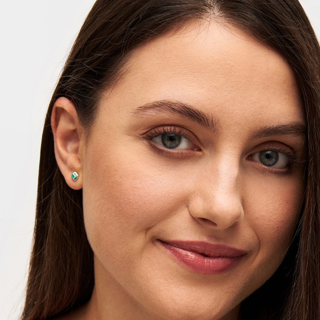 LULU Copenhagen Diamond Small boucle d'oreille 1 pièce plaqué argent Ear stud, 1 pcs Light Green