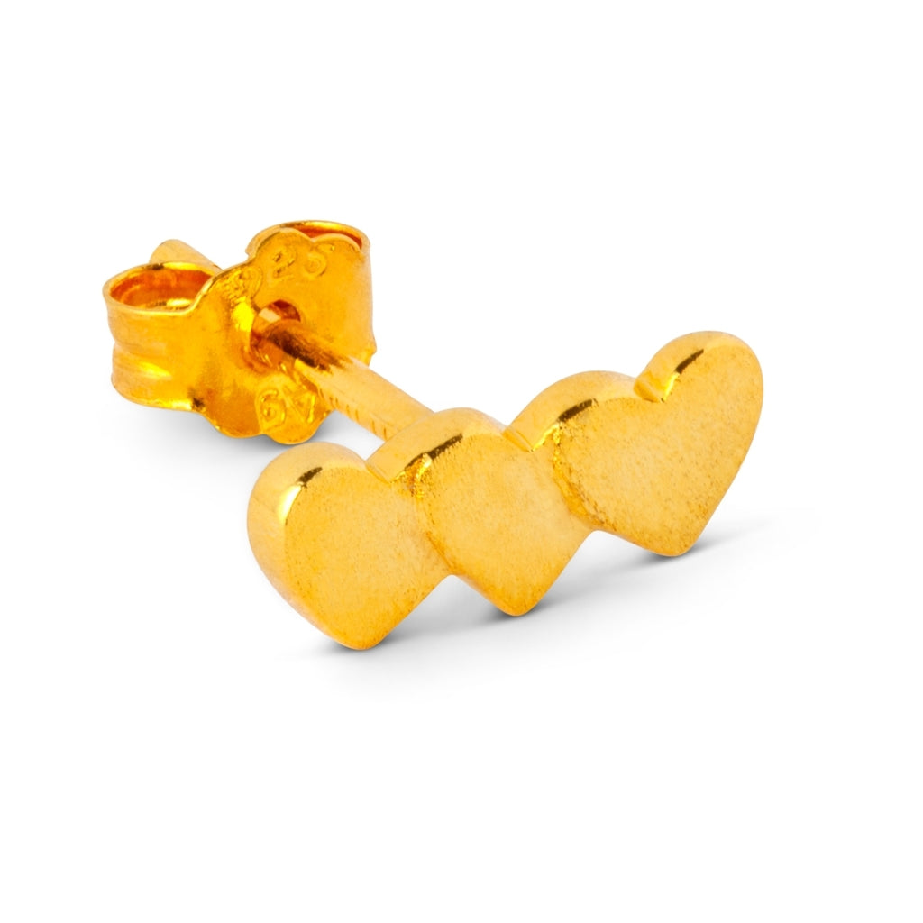 LULU Copenhagen Domino Hearts 3 boucle d'oreille 1 pièce Ear stud, 1 pcs Gold Plated