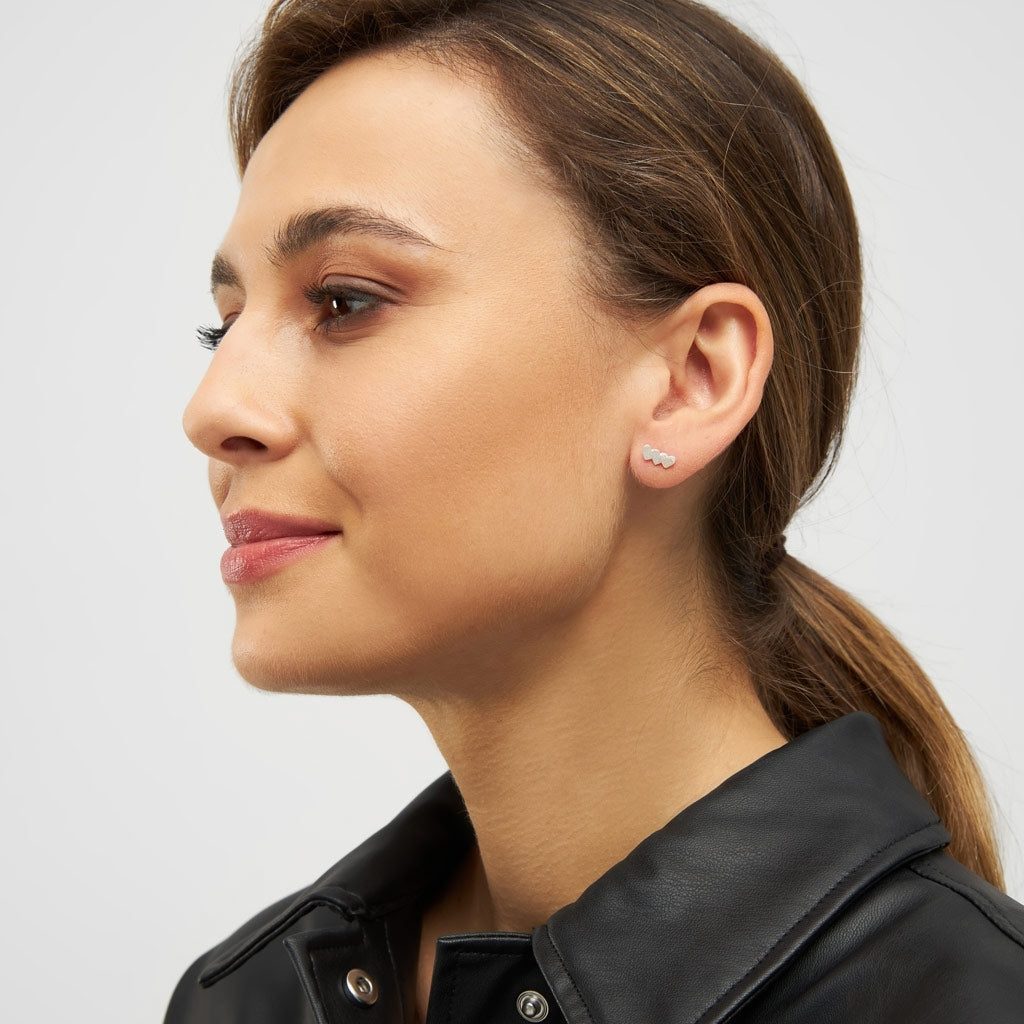 LULU Copenhagen Domino Hearts 3 boucle d'oreille 1 pièce Ear stud, 1 pcs Silver