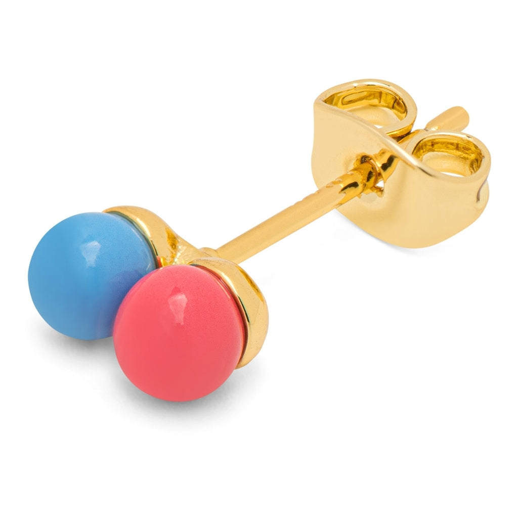 LULU Copenhagen Double Color Ball boucle d'oreille 1 pièce Ear stud, 1 pcs Light Blue - Coral Pink