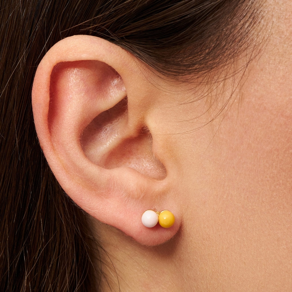 LULU Copenhagen Double Color Ball boucle d'oreille 1 pièce Ear stud, 1 pcs Silk Light Pink - Sunflower