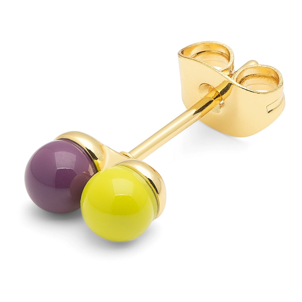 LULU Copenhagen Double Color Ball boucle d'oreille 1 pièce Ear stud, 1 pcs Wild Lime/Purple Harvest