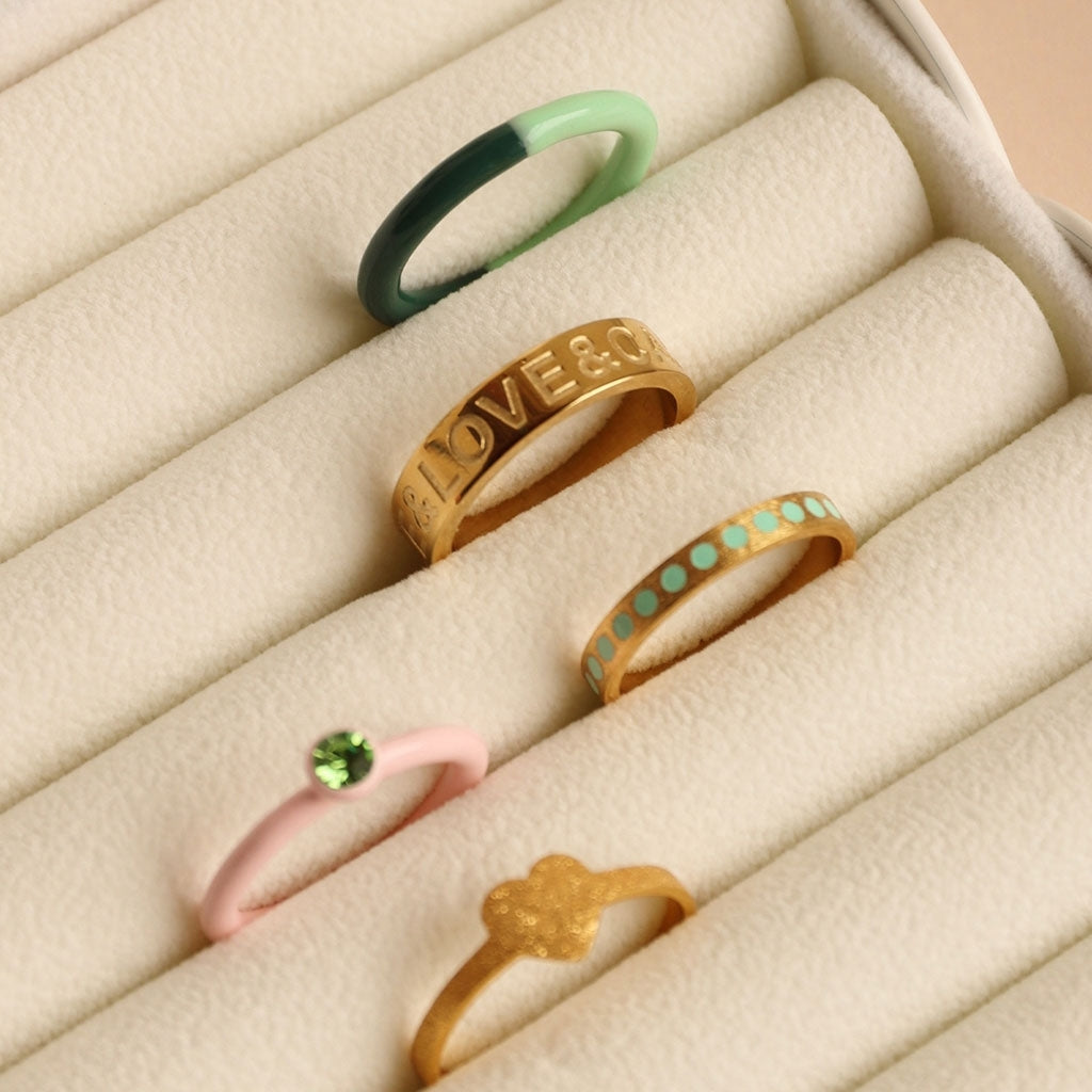 LULU Copenhagen Double Color Ring Rings North Sea Green/Seasalt Green