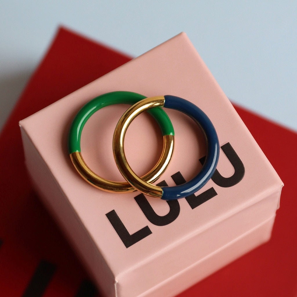 LULU Copenhagen Double Color Ring plaqué or Rings Gold/Green