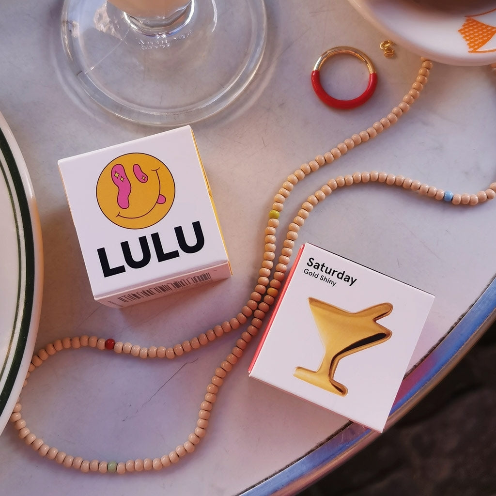 LULU Copenhagen Double Color Ring plaqué or Rings Gold/Passion Red