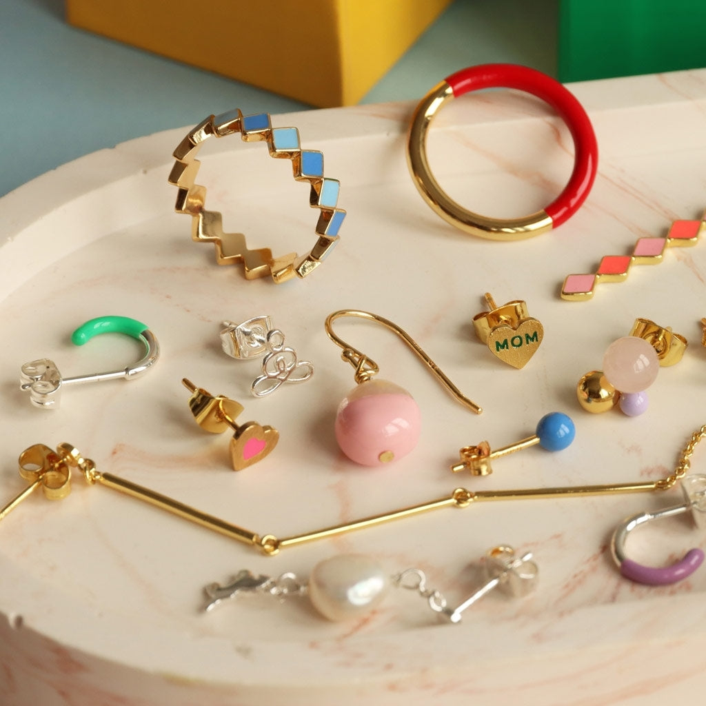 LULU Copenhagen Double Color Ring plaqué or Rings Gold/Passion Red