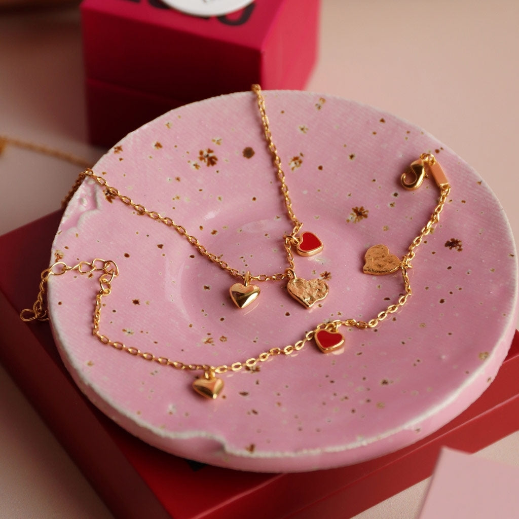 LULU Copenhagen Endless Love Bracelet - Plaque or Bracelets Passion Red