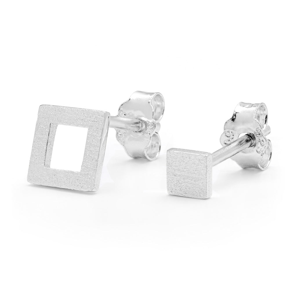 LULU Copenhagen Family Square pair brushed Earrings, pairs Silver