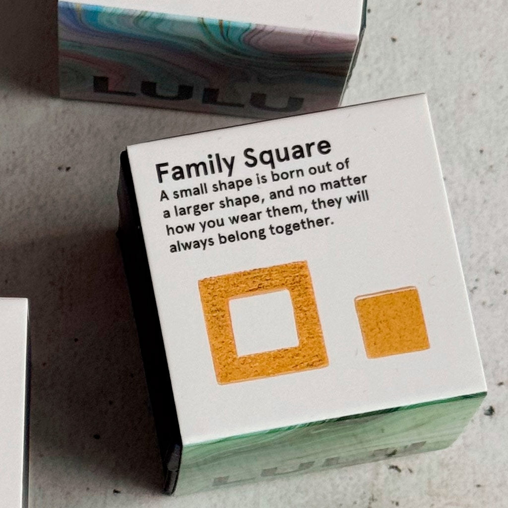 LULU Copenhagen Family Square pair brushed Earrings, pairs Gold Plated